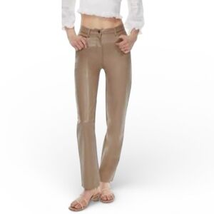 7 For All Mankind Vegan Leather Pants Skinny Leg Pockets Beige S 28 Women